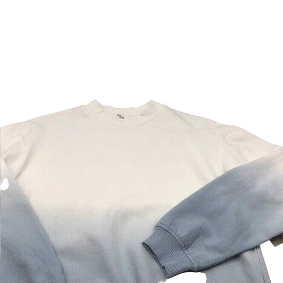 BP Womens Size Small Pullover Sweatshirt Tie Dye Ombre Blue Cream - Picture 5 of 8